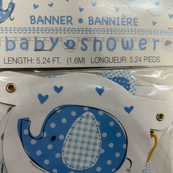 Baby shower banner blue colored with elephant brand new in package never used! - Picture 5 of 5